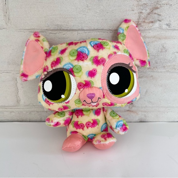 LPS Littlest Pet Shop Plush Happiest Mouse Stuffed Animal 8" Green Eyes 2008 - Picture 4 of 16